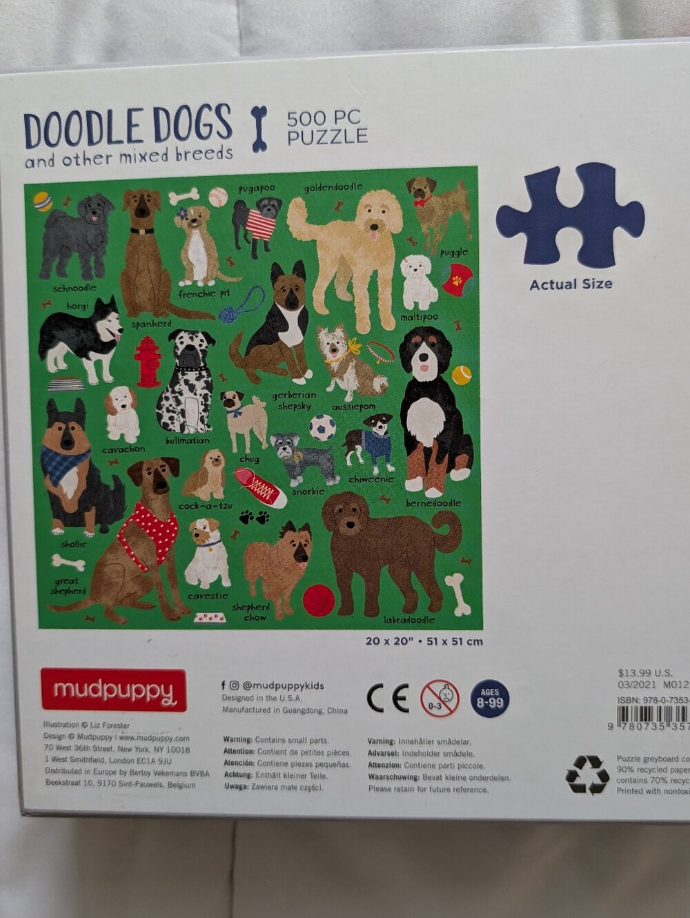 Mudpuppy Brand Doodle Dogs 500 Piece Puzzle Dog Breed Puzzle With Poster - Picture 2 of 6